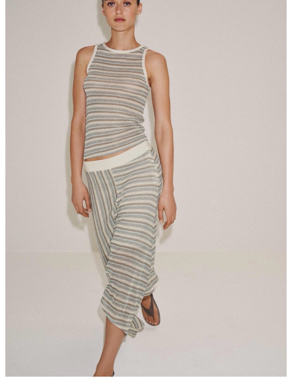 NWT Zara Set Striped Ribbed Tank Top & Asymmetrical striped skirt Sz. Small